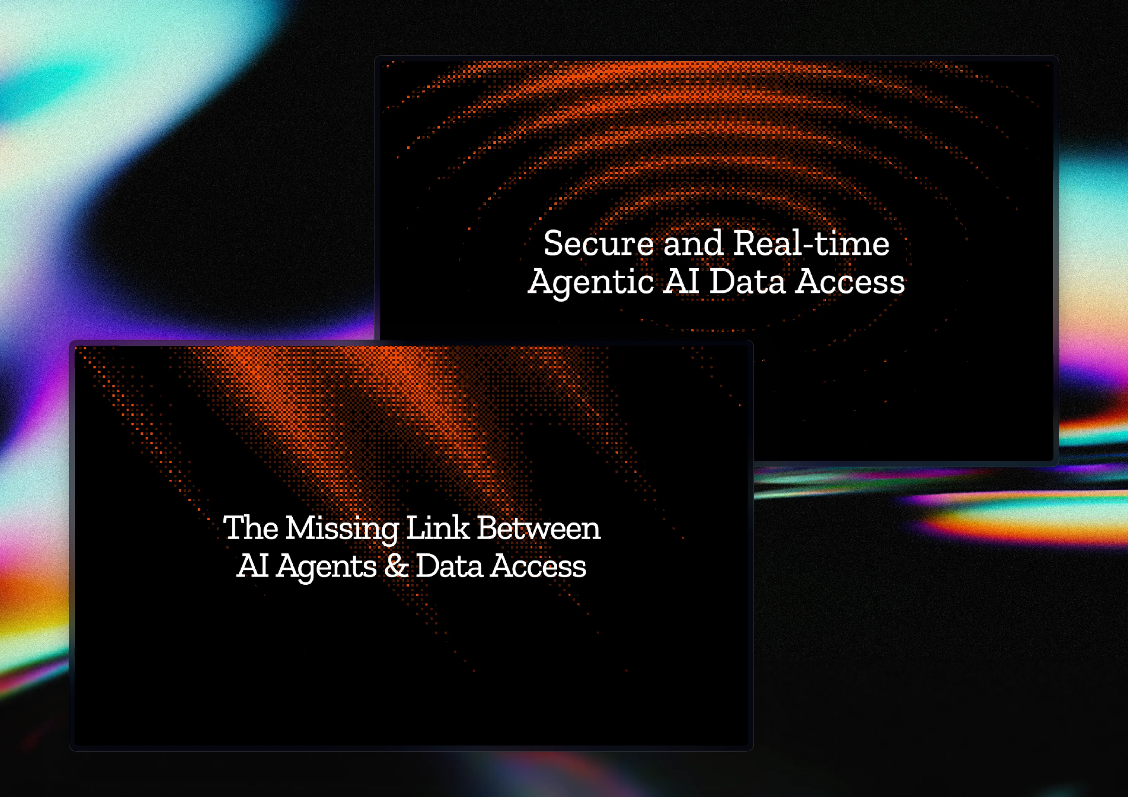 Neurelo Connect brand assets with halftone pattern visuals for secure and real-time agentic AI data access